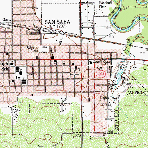Topographic Map of San Saba City Hall, TX