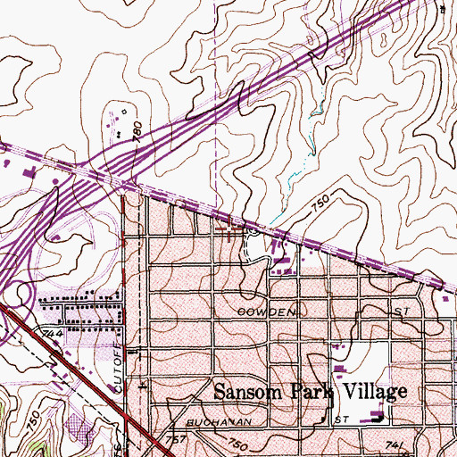Topographic Map of Sansom Park City Hall, TX