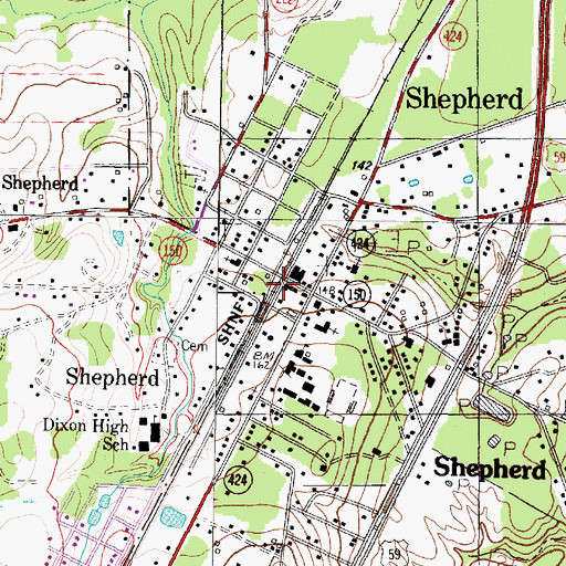 Topographic Map of Shepherd City Hall, TX