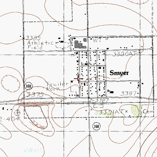 Topographic Map of Smyer City Hall, TX