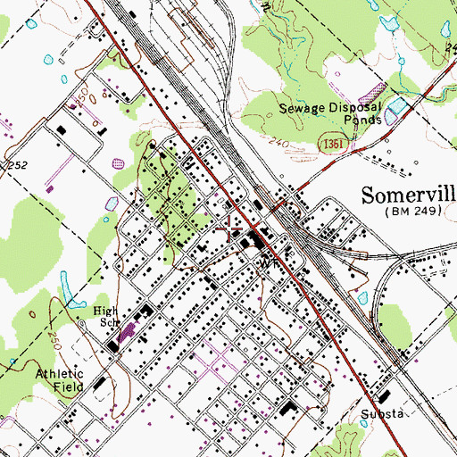 Topographic Map of Somerville City Hall, TX