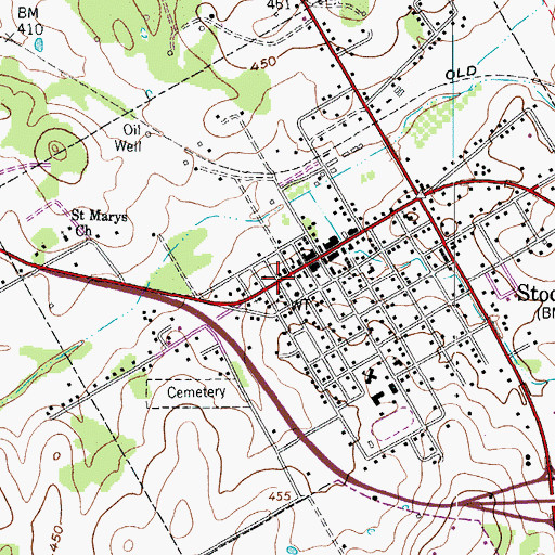 Topographic Map of Stockdale City Hall, TX
