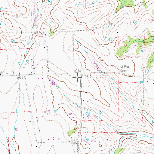 Topographic Map of Saint Paul Town Hall, TX