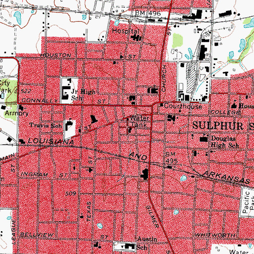 Topographic Map of Sulphur Springs City Hall, TX