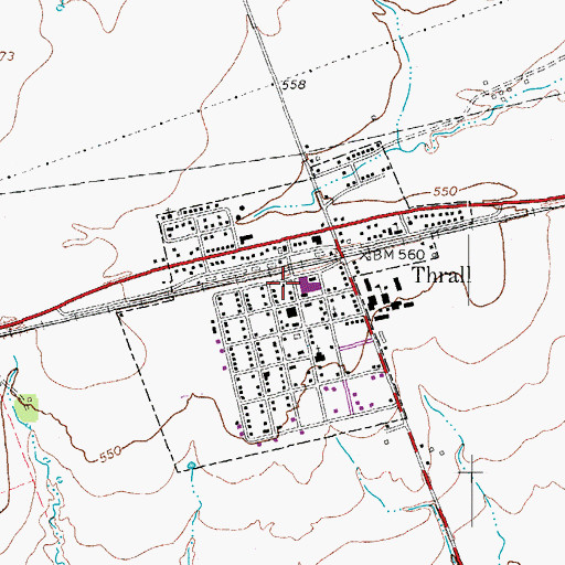 Topographic Map of Thrall City Hall, TX