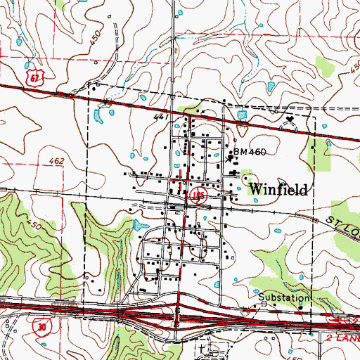 Topographic Map of Winfield City Hall, TX