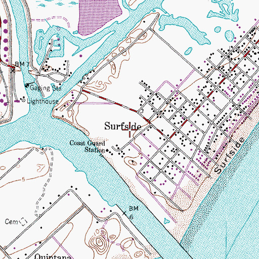Topographic Map of Surfside Beach City Hall, TX