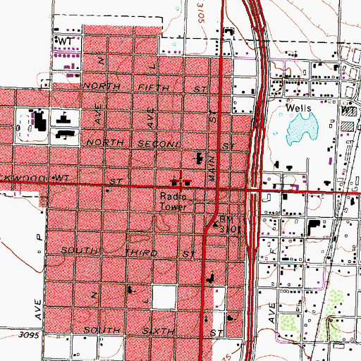 Topographic Map of Tahoka City Hall, TX