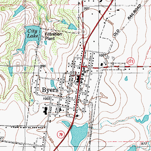 Topographic Map of Byers City Hall, TX
