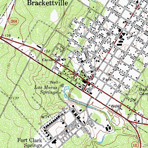 Topographic Map of Brackettville City Hall, TX