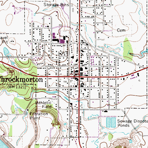 Topographic Map of Throckmorton City Hall, TX