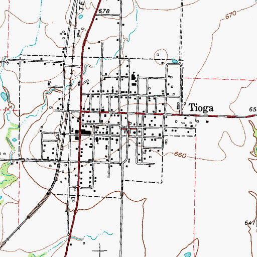 Topographic Map of Tioga City Hall, TX