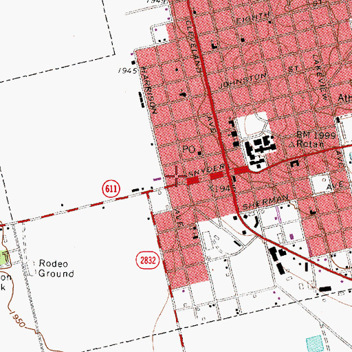 Topographic Map of Rotan City Hall, TX