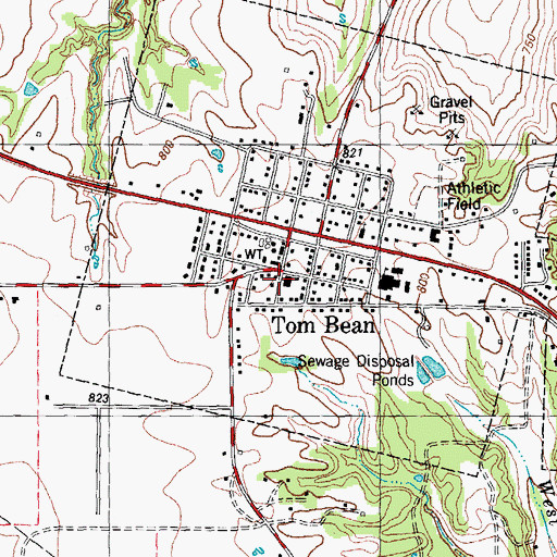 Topographic Map of Tom Bean City Hall, TX