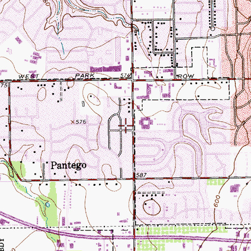 Topographic Map of Pantego Town Hall, TX