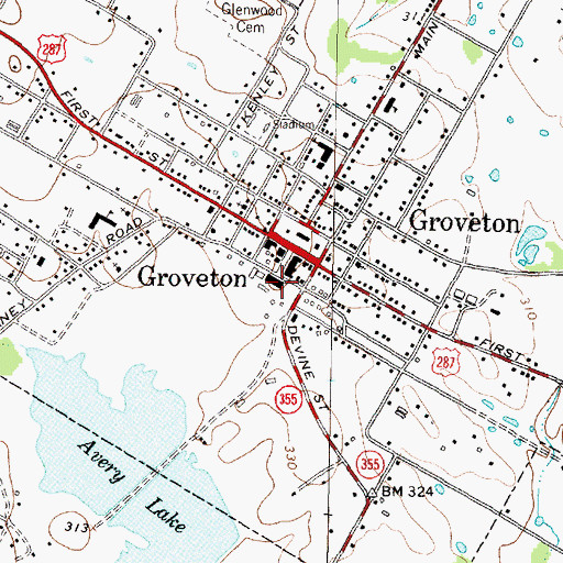 Topographic Map of Groveton City Hall, TX