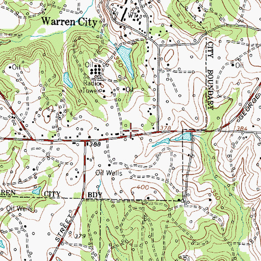 Topographic Map of Warren City Municipal Building, TX