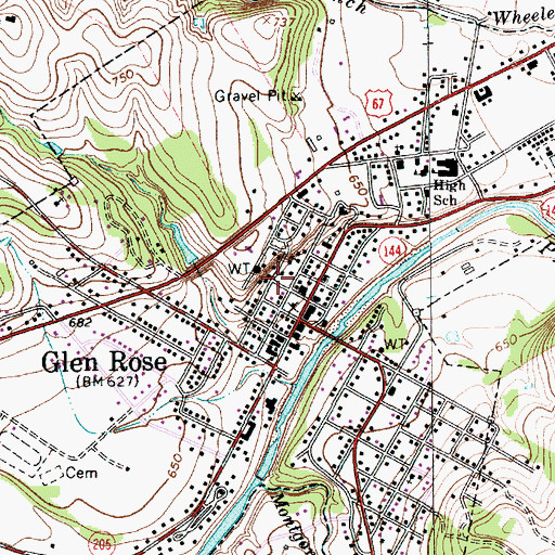 Topographic Map of Glen Rose Town Hall, TX
