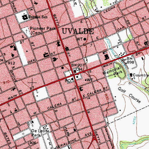 Topographic Map of Uvalde City Hall, TX