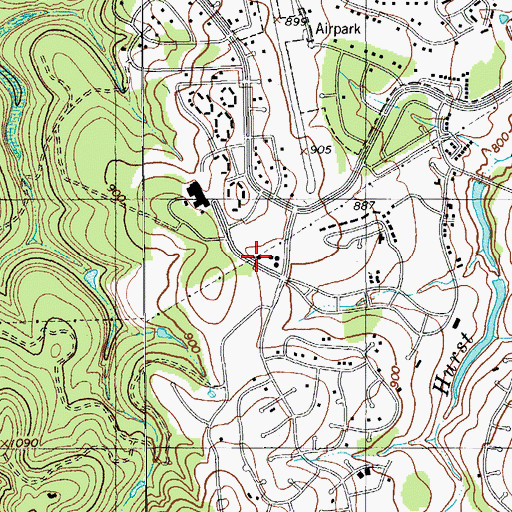 Topographic Map of The Hills Village Offices, TX