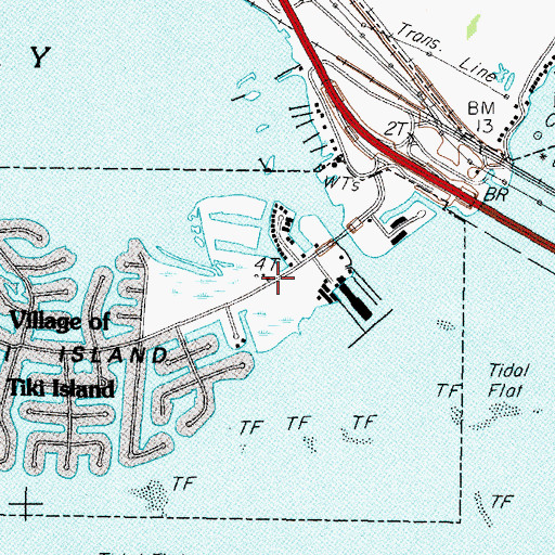 Topographic Map of Village of Tiki Island City Hall, TX