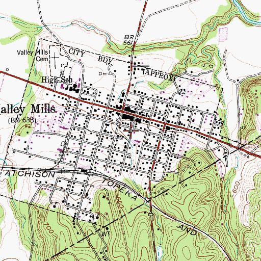 Topographic Map of Valley Mills City Hall, TX