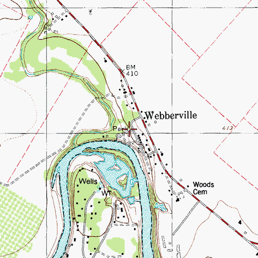 Topographic Map of Webberville Village Hall, TX