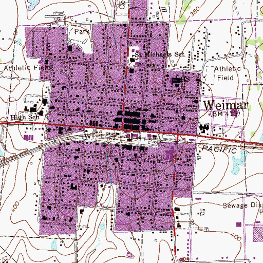 Topographic Map of Weimer City Hall, TX