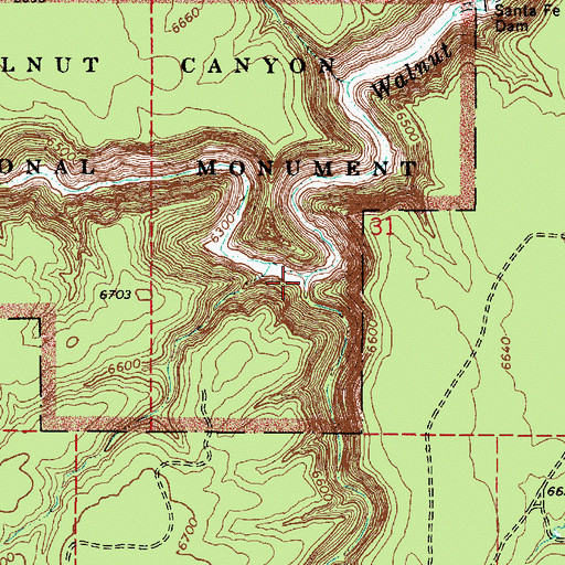 Topographic Map of Cherry Canyon, AZ