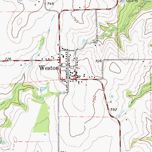 Topographic Map of Weston City Hall, TX