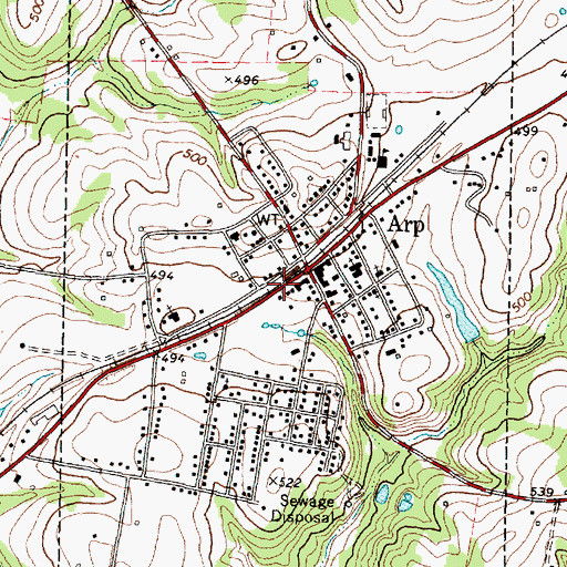 Topographic Map of Arp City Hall, TX