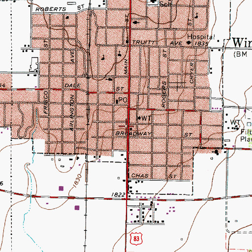 Topographic Map of Winters City Hall, TX