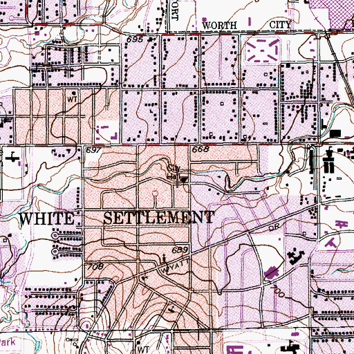 Topographic Map of White Settlement City Hall, TX