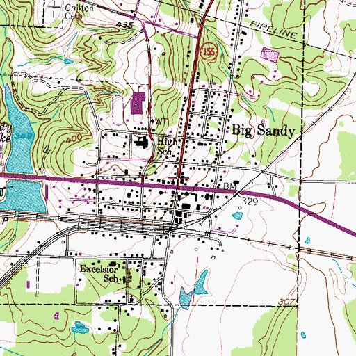 Topographic Map of Big Sandy City Hall, TX