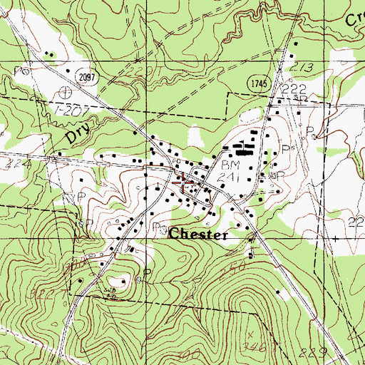 Topographic Map of Chester City Hall, TX