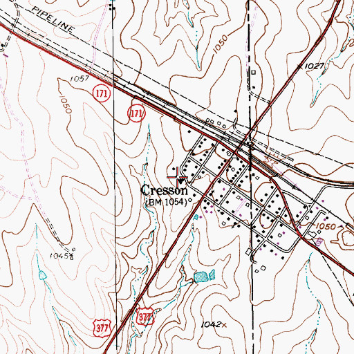 Topographic Map of Cresson City Office, TX