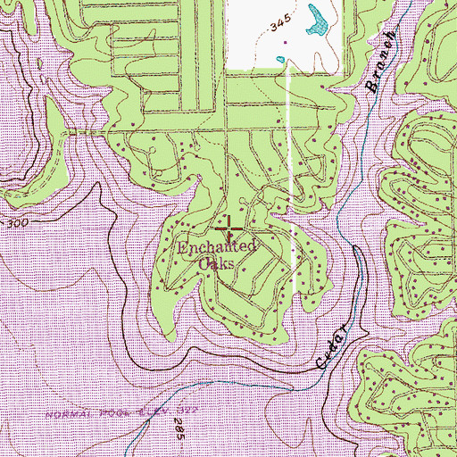 Topographic Map of Enchanted Oaks City Hall, TX