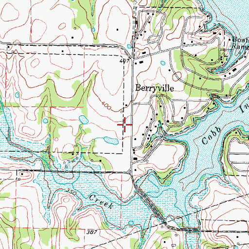Topographic Map of Berryville City Hall, TX