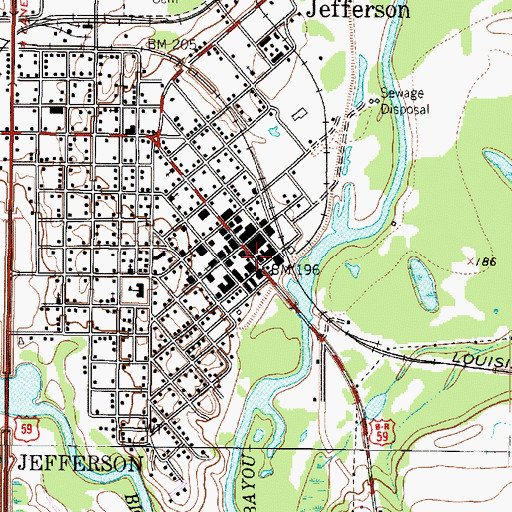 Topographic Map of Jefferson City Hall, TX