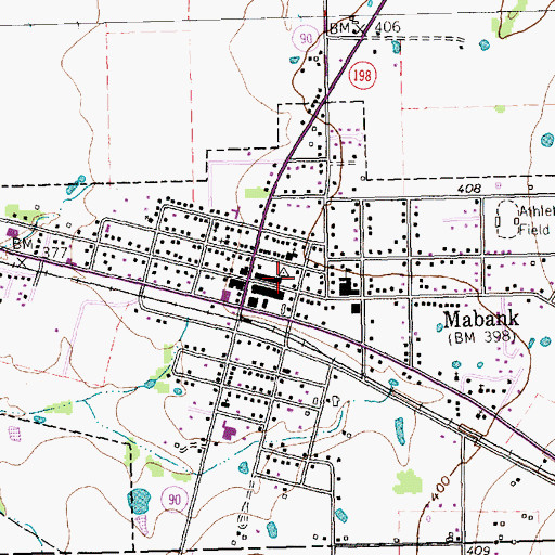 Topographic Map of Mabank City Hall, TX
