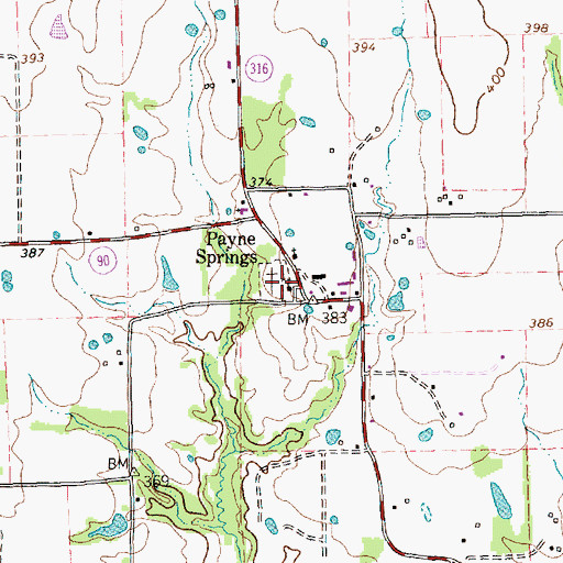 Topographic Map of Payne Springs City Hall, TX