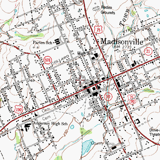 Topographic Map of Madisonville City Hall, TX