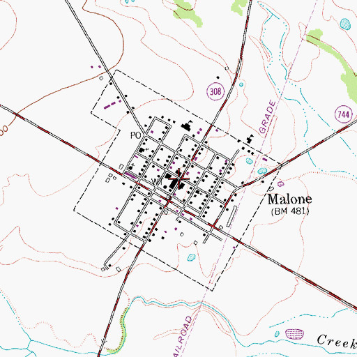 Topographic Map of Malone City Administration, TX