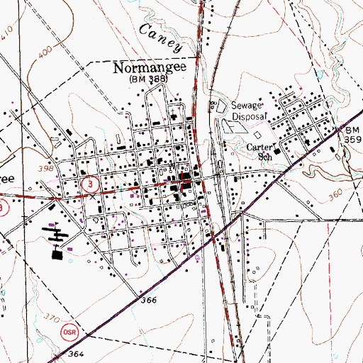 Topographic Map of Normangee City Hall, TX