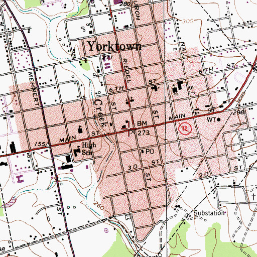 Topographic Map of Yorktown City Hall, TX