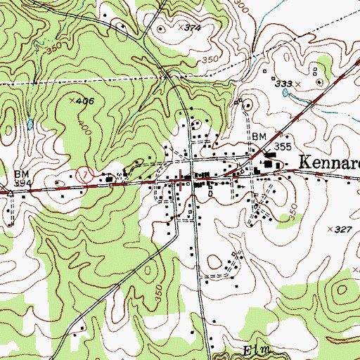Topographic Map of Kennard City Hall, TX