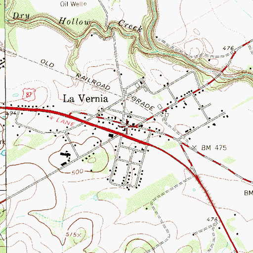 Topographic Map of La Vernia City Hall, TX