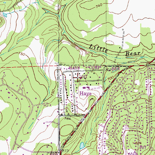 Topographic Map of Hays City Office, TX