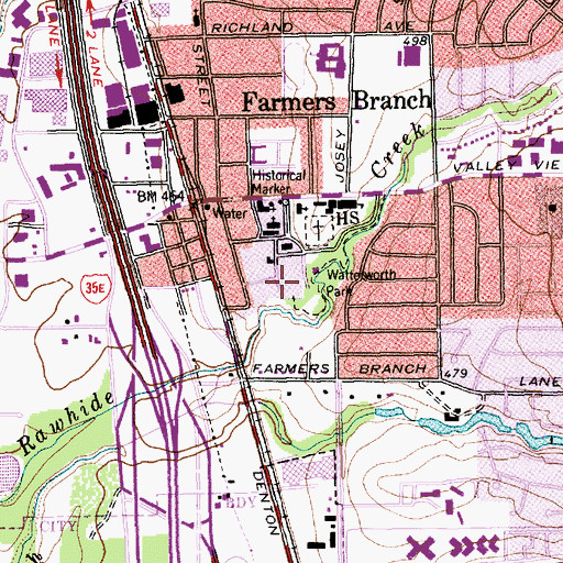 Topographic Map of Farmers Branch City Hall, TX