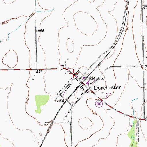 Topographic Map of Dorchester City Office, TX